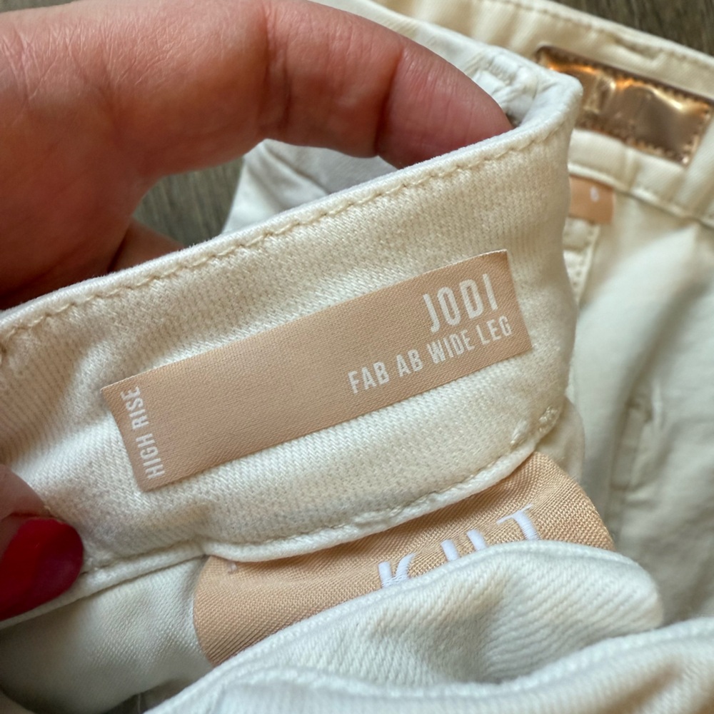 Kut from the Kloth Cream The Jodi High Rise Wide Leg Cargo Jean Size 6 - Picture 11 of 15